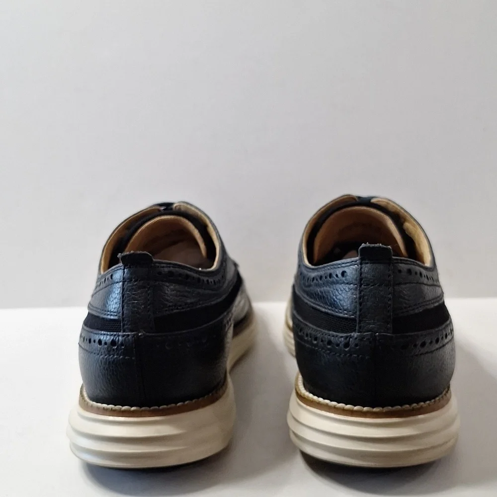 Cole Haan Men's Preppy Whiskey Navy Leather Tucker Oxford II Shoes Size 8.5